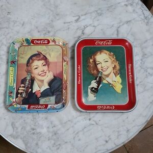 Coca-Cola Retro Trays with Red and Blue Accents